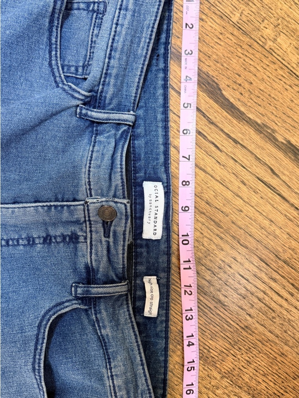 Social Standard by Sanctuary High Rise Crop Straight Jeans Size 14 Raw Hem - Picture 6 of 7